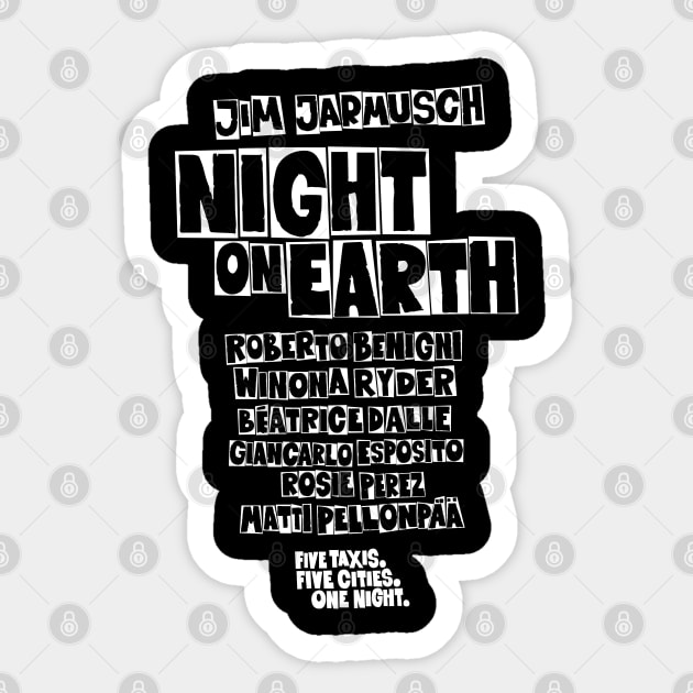 Night on Earth Tribute - Cinematic Masterpiece Apparel with Jarmusch's Legendary Cast Sticker by Boogosh